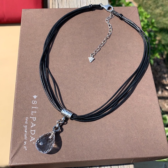 N1494 Silpada faceted quartz drop necklace
